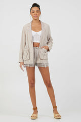Khaki Tencel Shorts + Blazer 2-Piece Set | Vintage Havana Women