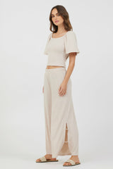 Heather Oatmeal Knit Top + Pants 2-Piece Set | Vintage Havana Women