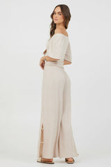 Heather Oatmeal Knit Top + Pants 2-Piece Set | Vintage Havana Women