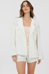 White Cotton Shorts + Blazer 2-Piece Set | Vintage Havana Women