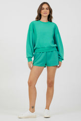 Caribbean Turquoise Shorts + Crew 2-Piece Set | Vintage Havana Women