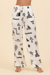 SURF Beach Vibe Printed Satin Wide Leg Pant | Vintage Havana Women