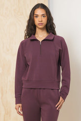 Cloud Fleece Collared Quarter Zip Up | Vintage Havana Women