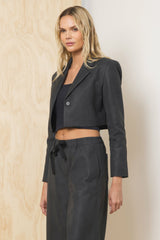 Faux Leather Cropped Blazer | Vintage Havana Women