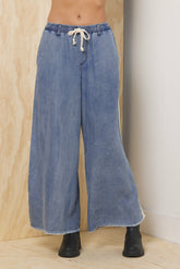 Tencel Wide Leg Pant w/ Contrast | Vintage Havana Women