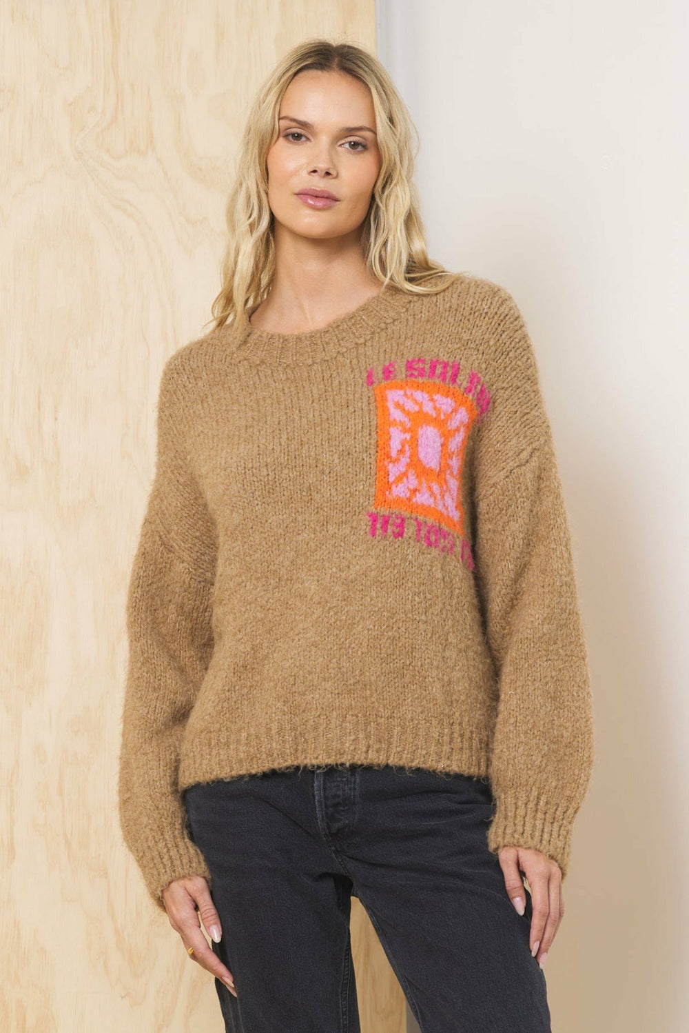 Jacquard Crew Neck Sweater | Vintage Havana Women