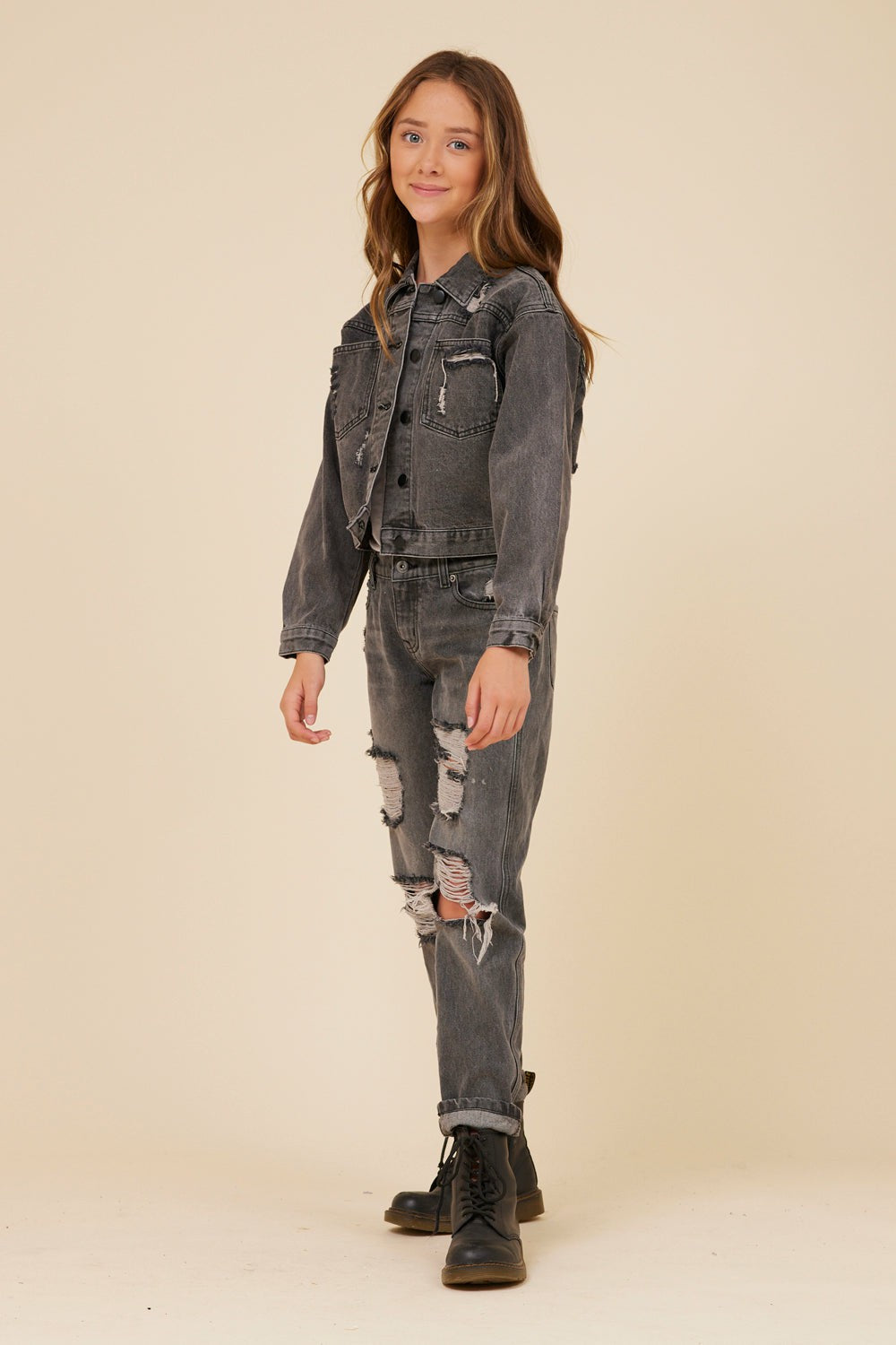 RHINESTONE FRINGE BLACK DENIM JACKET | Vintage Havana Women