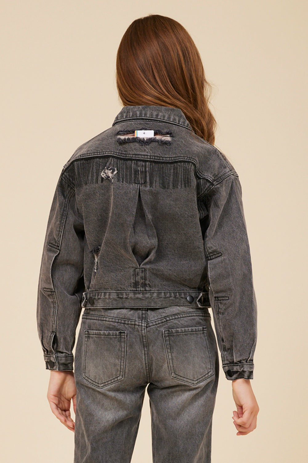 RHINESTONE FRINGE BLACK DENIM JACKET | Vintage Havana Women