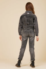 RHINESTONE FRINGE BLACK DENIM JACKET | Vintage Havana Women