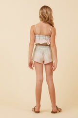 Spring Meadow Printed Elastic Bottom Crop Top | Vintage Havana Clothing