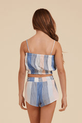 Clearwater Stripe Elastic Bottom Crop Top | Vintage Havana Clothing
