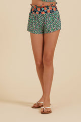 Teal Dual Floral Ruffle Shorts | Vintage Havana Clothing