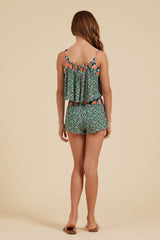 Teal Dual Floral Ruffle Shorts | Vintage Havana Clothing