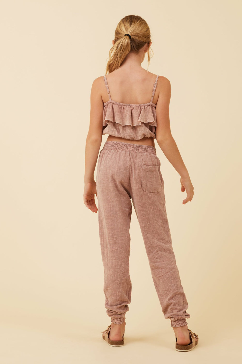 Washed Mauve Texture Ruffle Tube Top | Vintage Havana Clothing