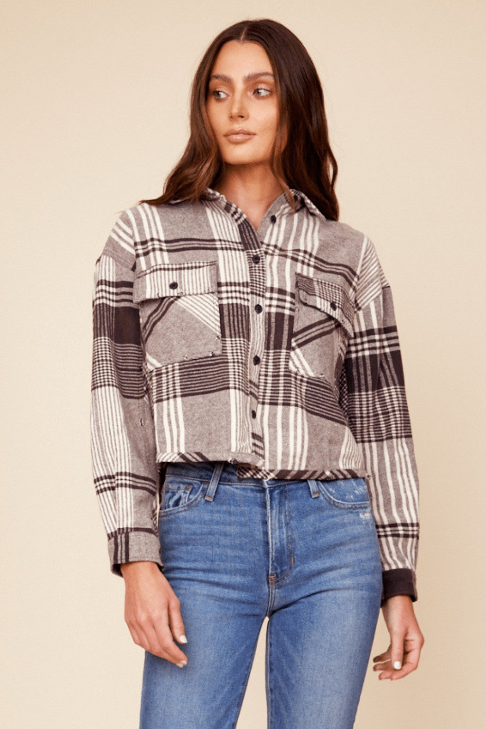 Chocolate Brown Flannel Plaid Shirting | Vintage Havana Women