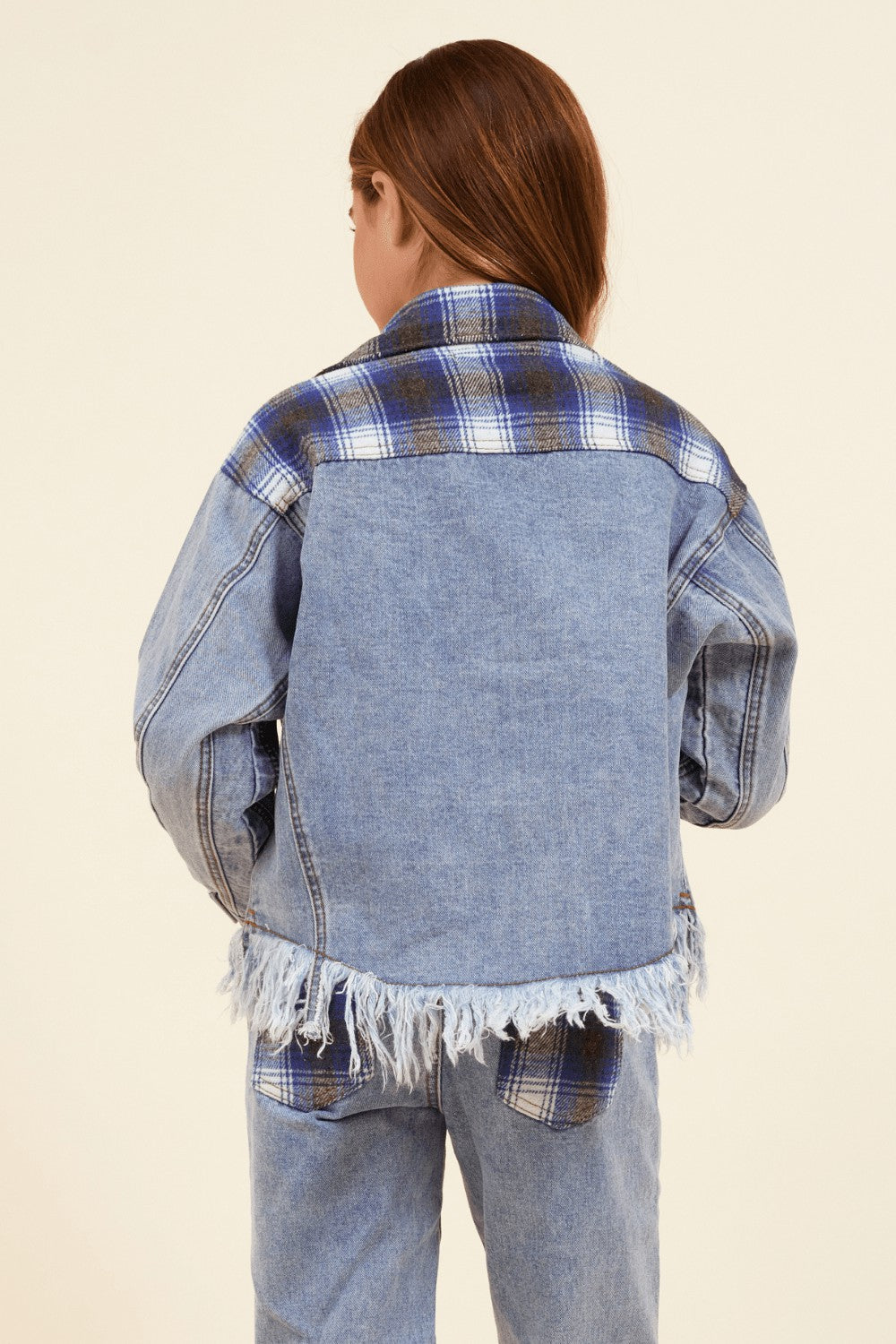 Denim & Blue Plaid Frayed Button Down | Vintage Havana Clothing