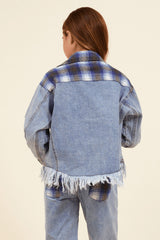 Denim & Blue Plaid Frayed Button Down | Vintage Havana Clothing