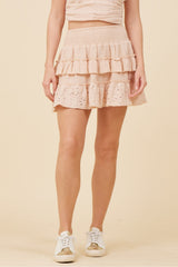 Washed Nude Gauze Eyelet Embroidered Skirt | Vintage Havana Women