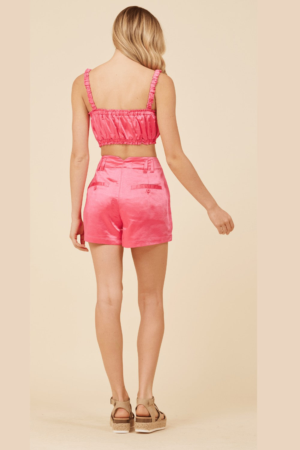 Hot Pink Heavy Satin Bra Top | Vintage Havana Women