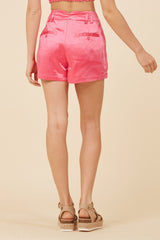 Hot Pink Heavy Satin Shorts | Vintage Havana Women