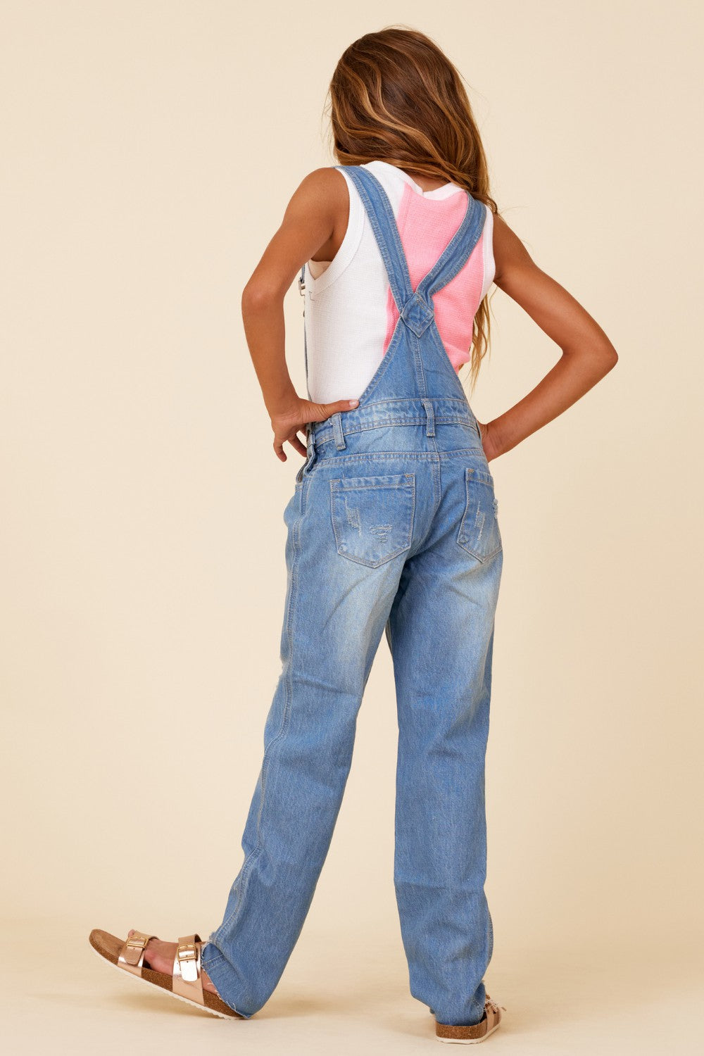 Medium Acid Distressed Denim Overalls | Vintage Havana Clothing