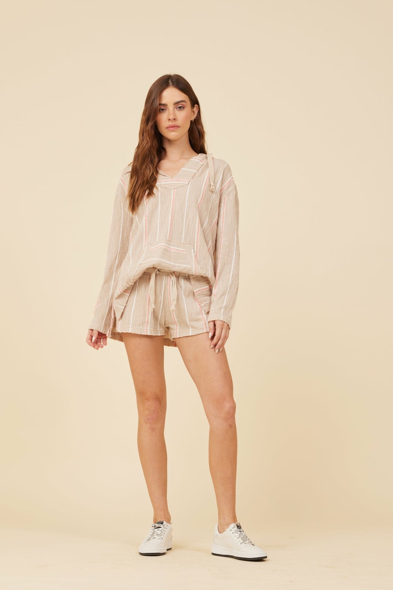 Soft Tan w/ Mixed Stripes Textured Short | Vintage Havana Women