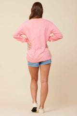 "Bride Tribe" Sunset Pink Wash Long Sleeved Pocket Tee | Vintage Havana Women