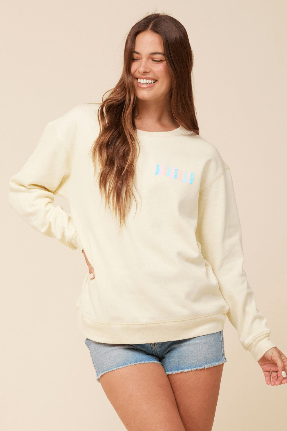 "Bridesmaid" Lemon Surf Wash Crewneck Sweatshirt | Vintage Havana Women