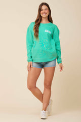 "Bridesmaid" Surf Green Surf Wash Crewneck Sweatshirt | Vintage Havana Women