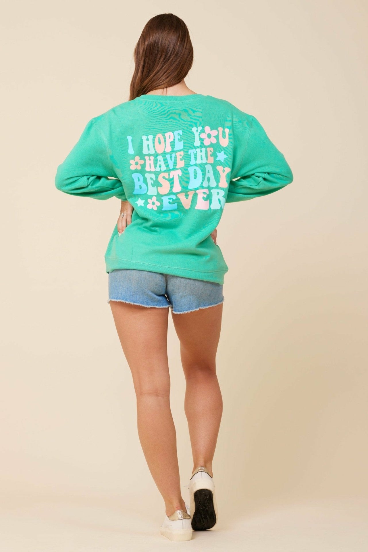 "Bridesmaid" Surf Green Surf Wash Crewneck Sweatshirt | Vintage Havana Women