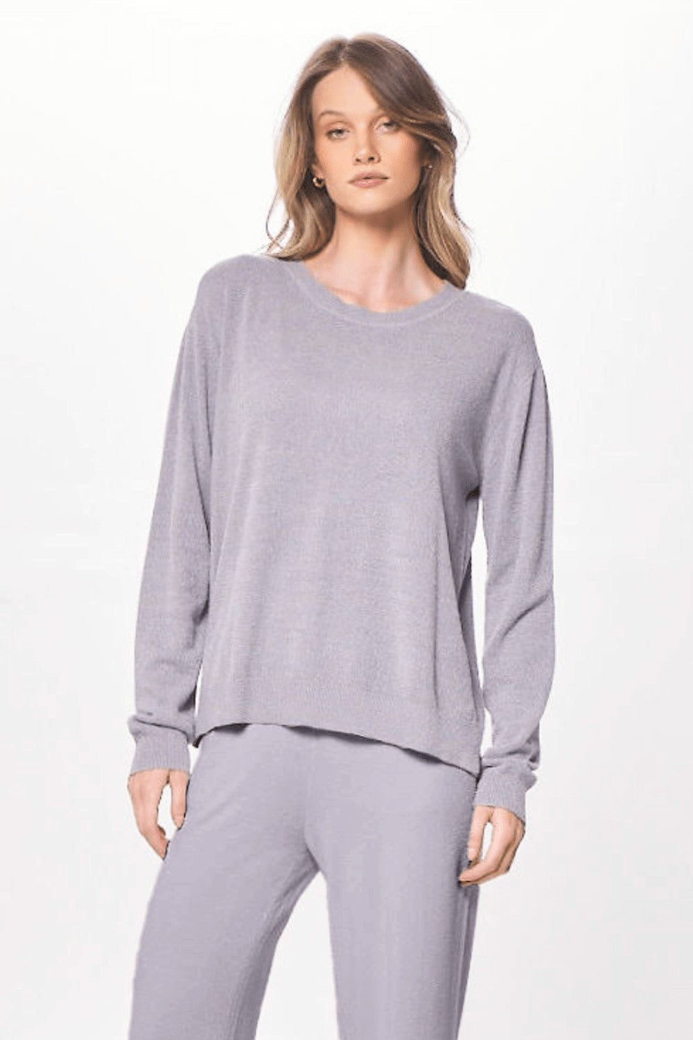 Cool Grey Plush Knit Crewneck | Vintage Havana Women