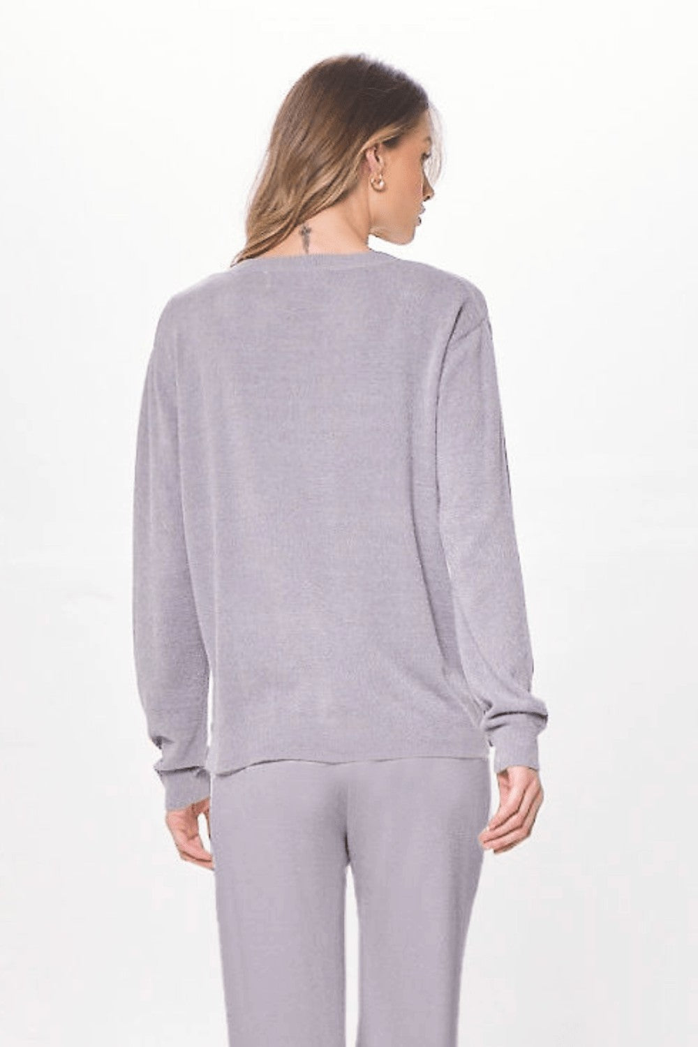 Cool Grey Plush Knit Crewneck | Vintage Havana Women