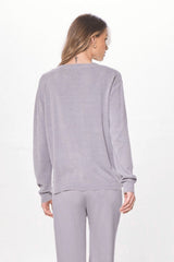Cool Grey Plush Knit Crewneck | Vintage Havana Women