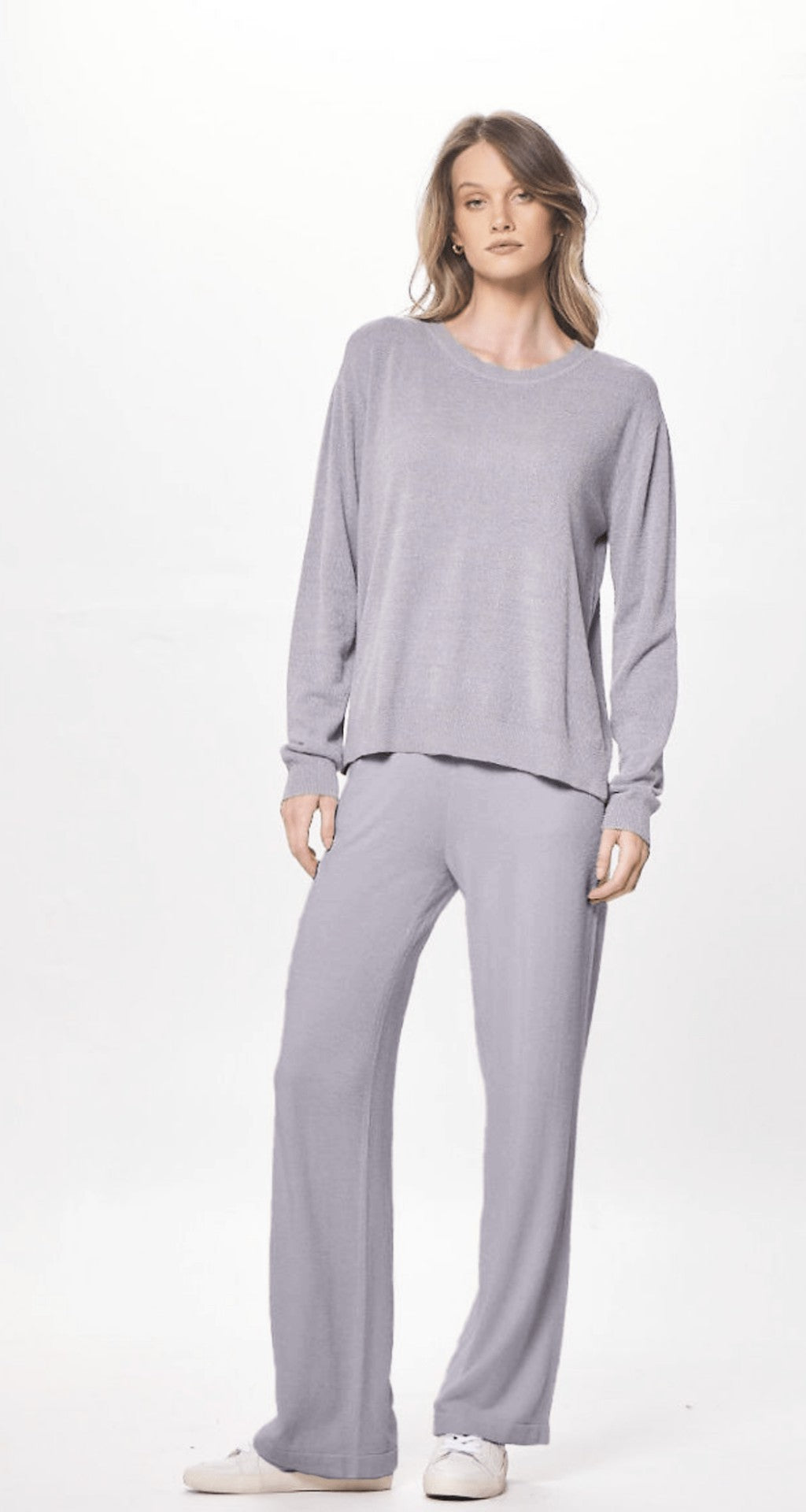 Cool Grey Plush Knit Crewneck | Vintage Havana Women