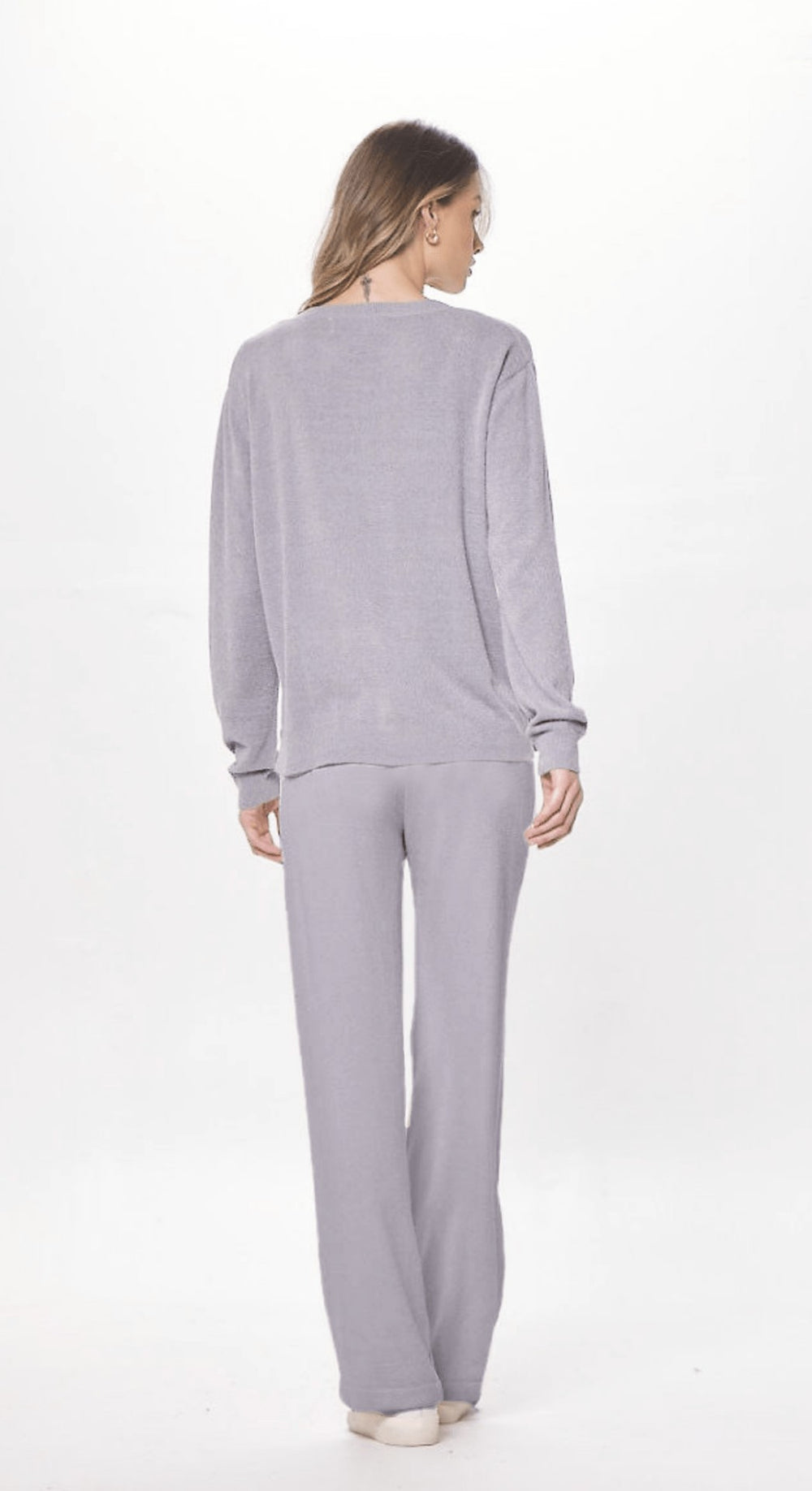 Cool Grey Plush Knit Crewneck | Vintage Havana Women