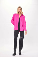 Hot Pink Poplin Button Up Shirting | Vintage Havana Women