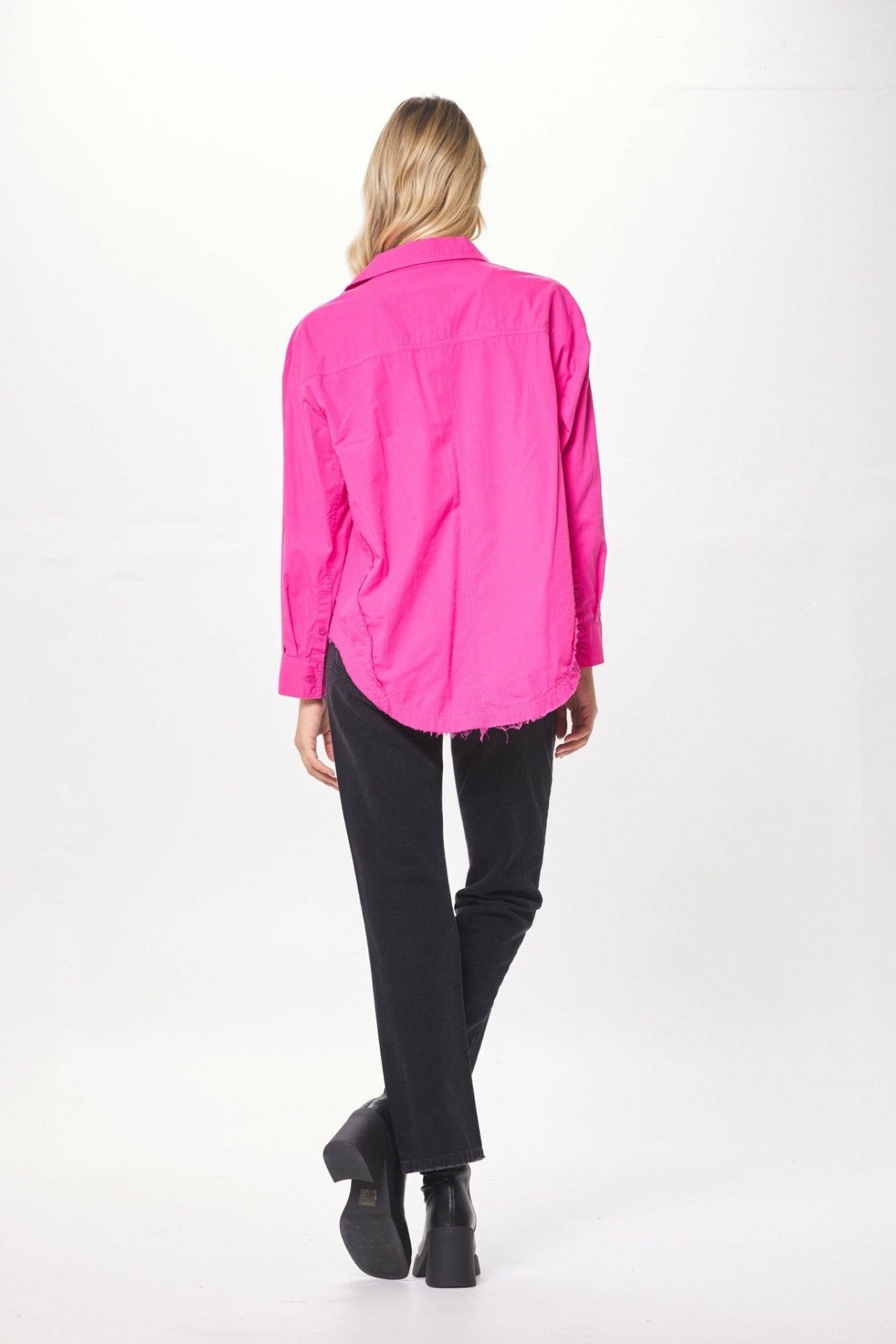 Hot Pink Poplin Button Up Shirting | Vintage Havana Women