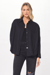 Black Poplin Shirting w/ Rhinestones | Vintage Havana Women