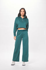 Hunter Green Fleece Quarter Zip w/ Raw Edge | Vintage Havana Women