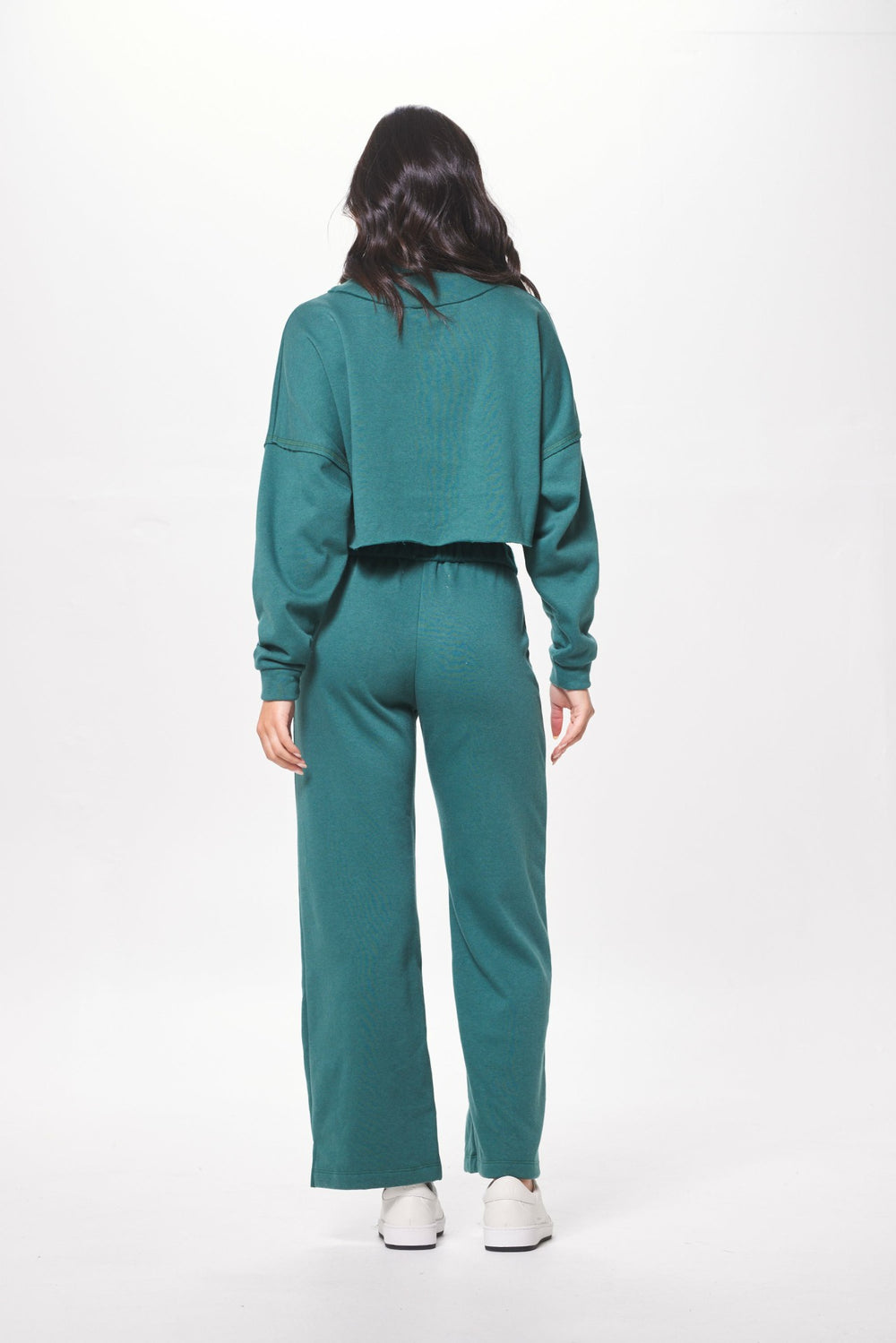 Hunter Green Fleece Quarter Zip w/ Raw Edge | Vintage Havana Women