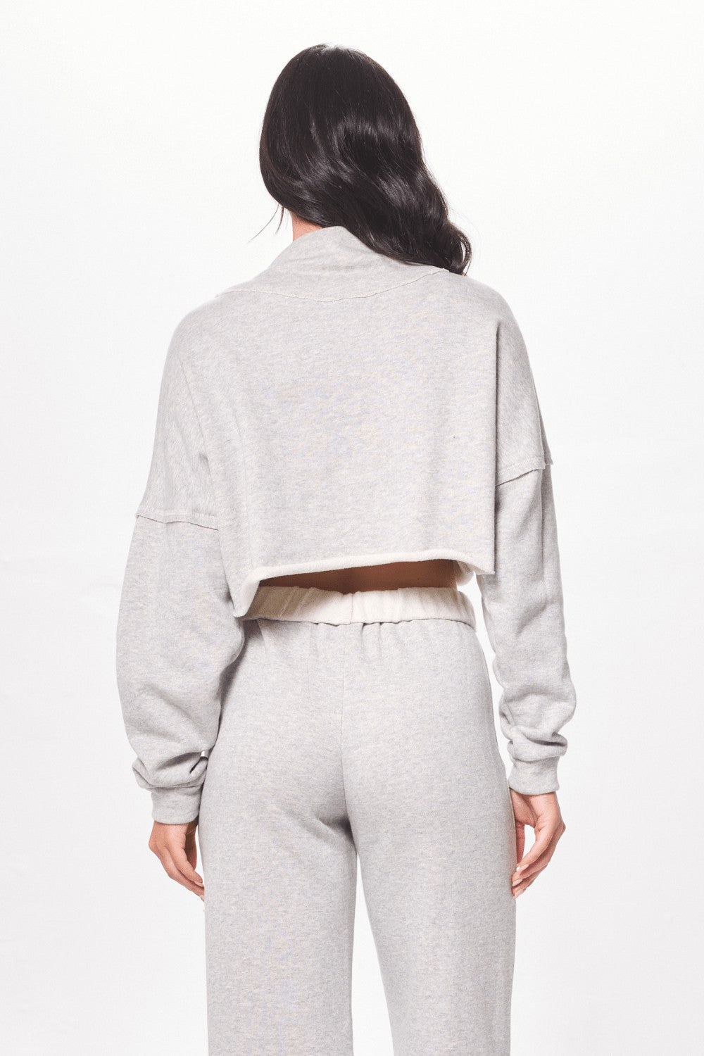 Hunter Grey Fleece Quarter Zip w/ Raw Edge | Vintage Havana Women