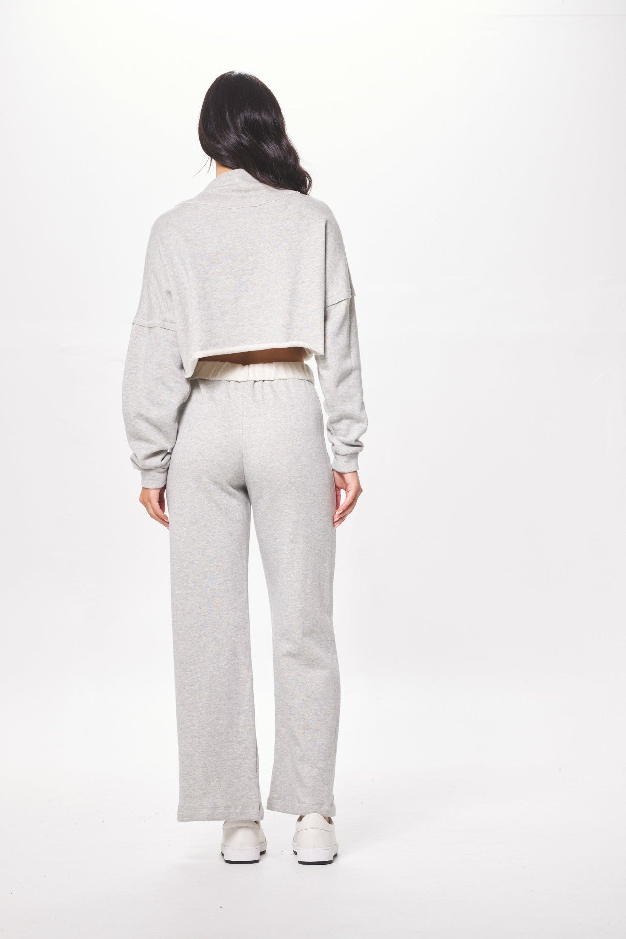 Hunter Grey Fleece Quarter Zip w/ Raw Edge | Vintage Havana Women