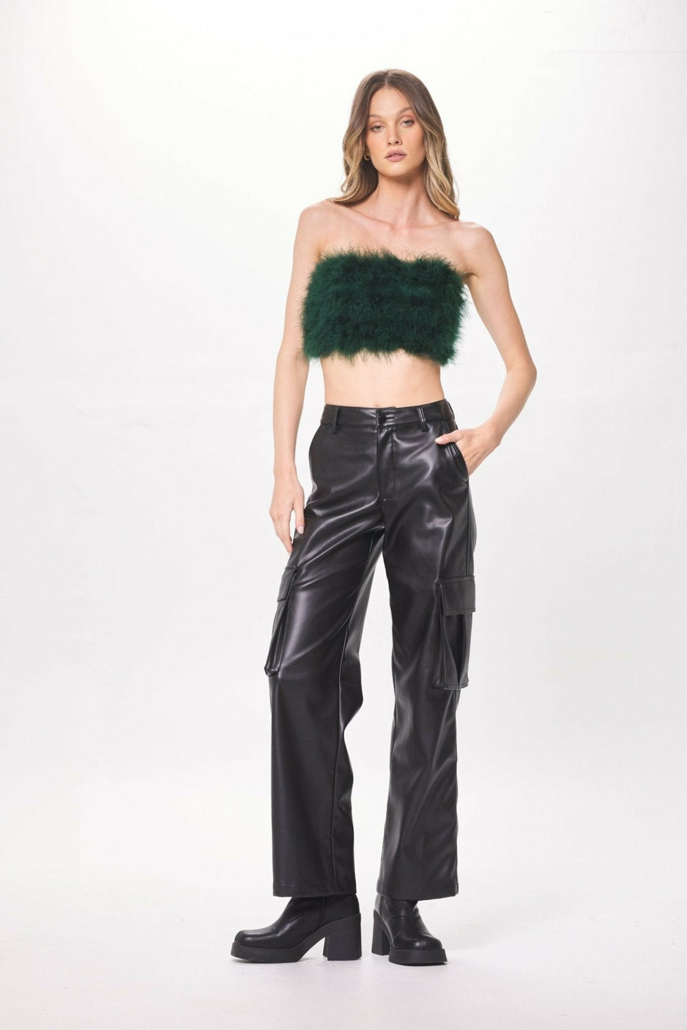 Green Feather Crop Top | Vintage Havana Women