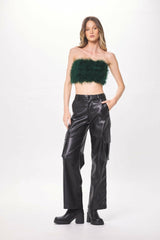 Green Feather Crop Top | Vintage Havana Women