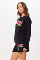 Black Tulum Jet Setter Surf Wash Crewneck | Vintage Havana Women