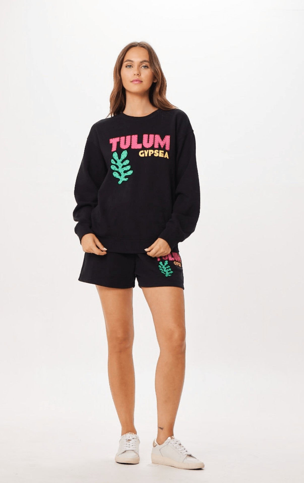 Black Tulum Jet Setter Surf Wash Crewneck | Vintage Havana Women