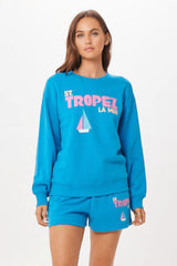 Bright Blue St. Tropez Jet Setter Surf Wash Crewneck | Vintage Havana Women