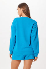 Bright Blue St. Tropez Jet Setter Surf Wash Crewneck | Vintage Havana Women