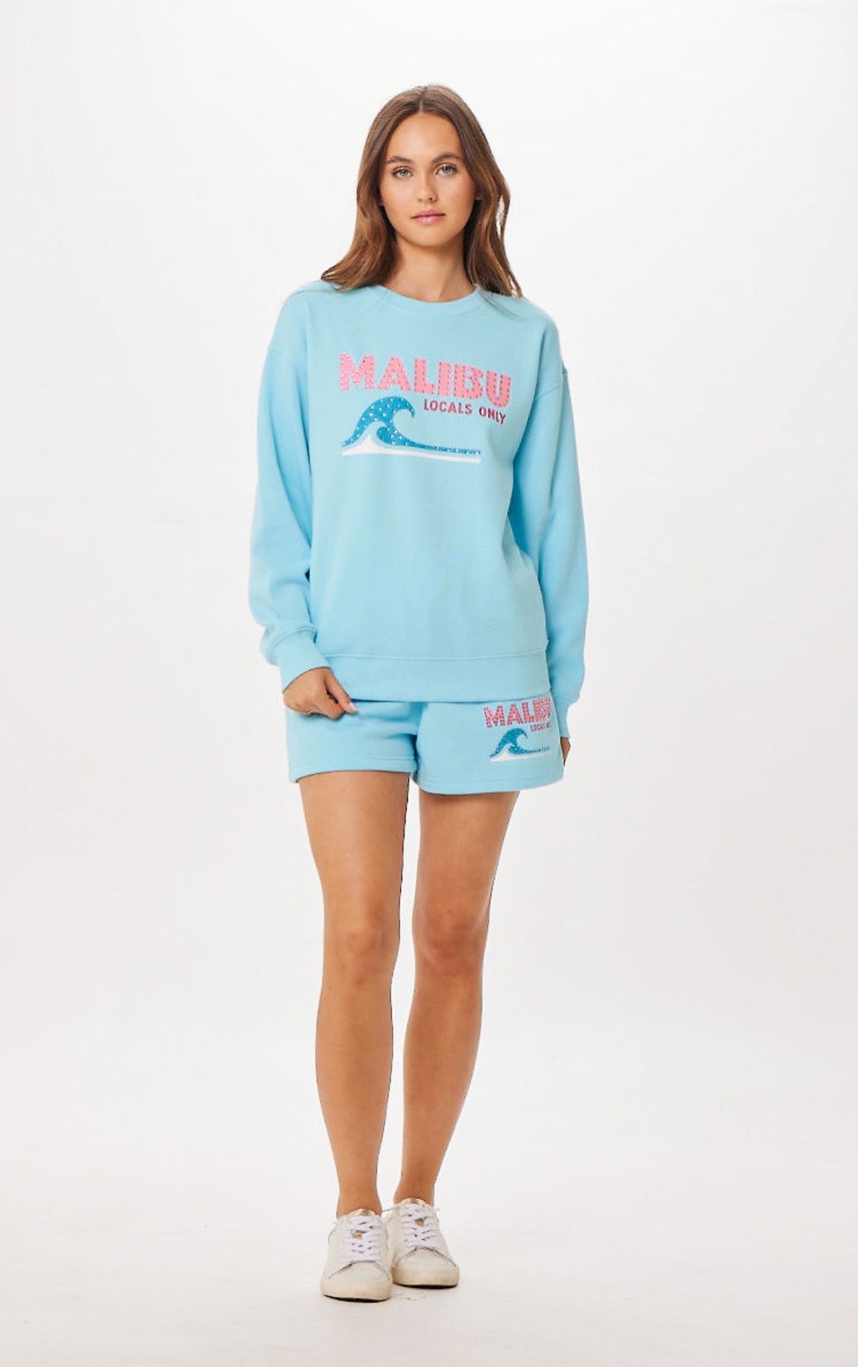 Tropical Blue Malibu Jet Setter Surf Wash Crewneck | Vintage Havana Women