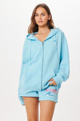 Tropical Blue Malibu Jet Setter Surf Wash Zip Up | Vintage Havana Women